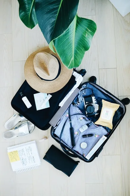 Fashion accessories on a blue background